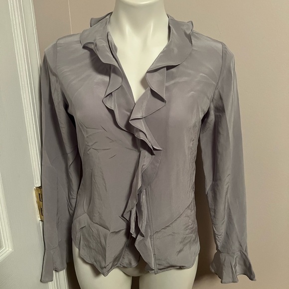 NWT Laura Ashley gray silk blouse - Picture 1 of 5